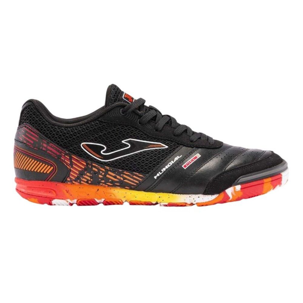 Joma Mens Mundial Leather Indoor Soccer Sneakers / Black/Orange